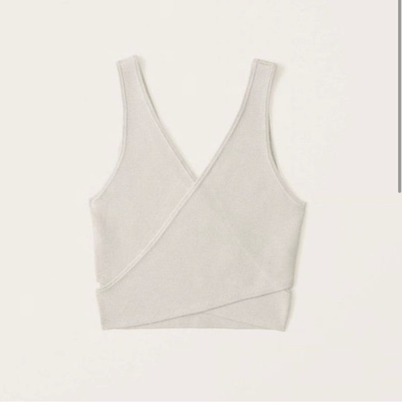 Abercrombie & Fitch Women’s Tan Crossover Rib Wrap Crop Top Size Small NWOT - Picture 1 of 9